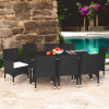Salon de Jardin Repas CAPRI – 8 places en rotin noir